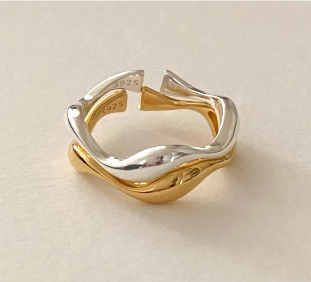 1 Piece Simple Style Solid Color Sterling Silver Plating 18k Gold Plated Open Ring