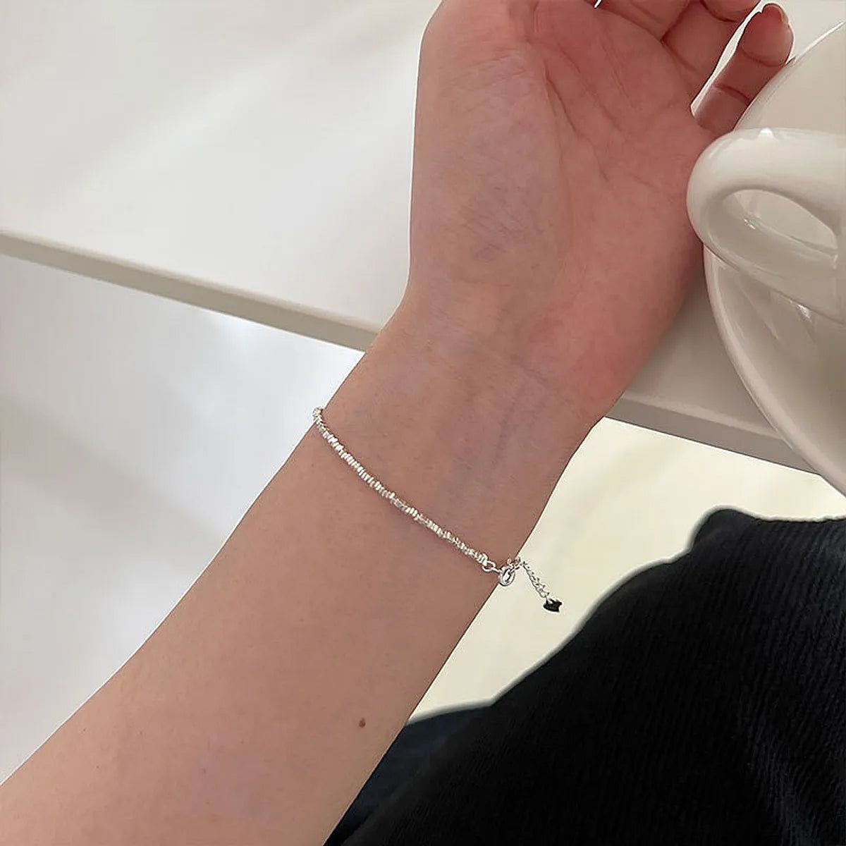 1 Piece Simple Style Solid Color Sterling Silver Plating Bracelets