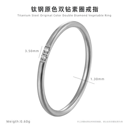 1 Piece Simple Style Solid Color Titanium Steel Inlay Zircon Rings