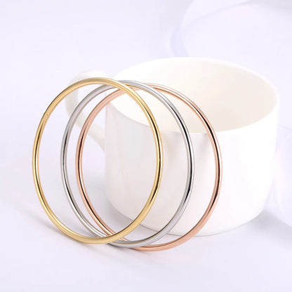 Simple Style Solid Color Titanium Steel Plating Bangle