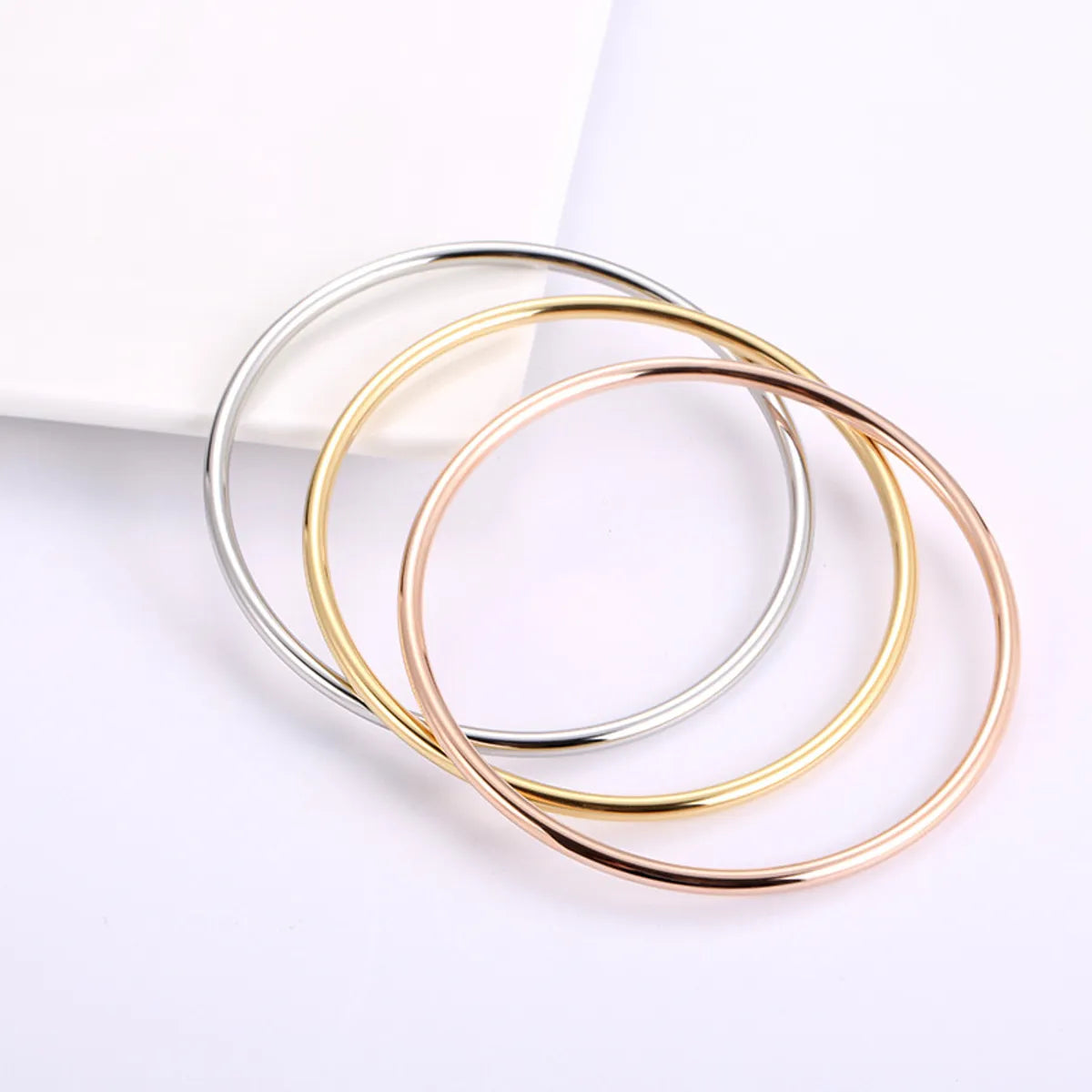 Simple Style Solid Color Titanium Steel Plating Bangle