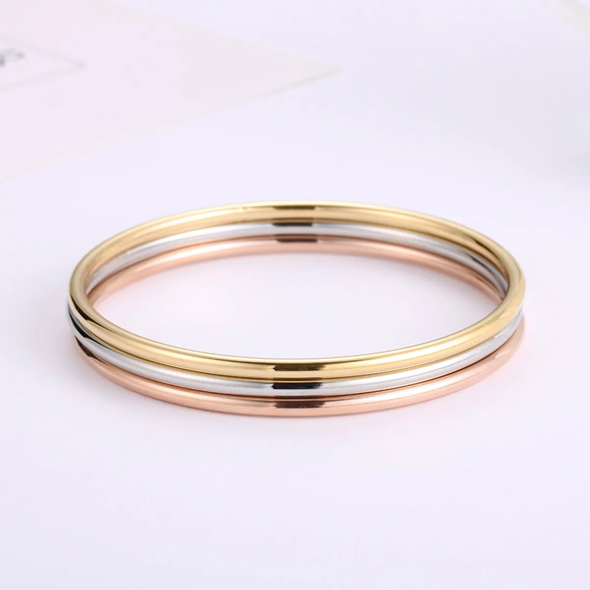 Simple Style Solid Color Titanium Steel Plating Bangle