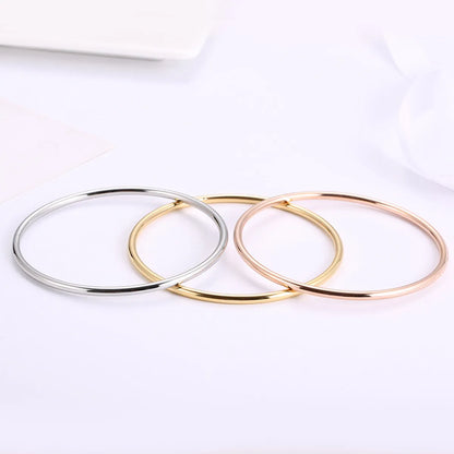 Simple Style Solid Color Titanium Steel Plating Bangle