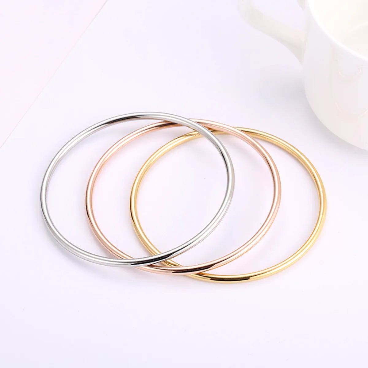 Simple Style Solid Color Titanium Steel Plating Bangle