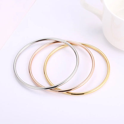 Simple Style Solid Color Titanium Steel Plating Bangle