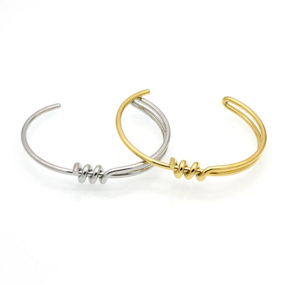 Simple Style Solid Color 304 Stainless Steel Titanium Steel 18K Gold Plated Bangle In Bulk