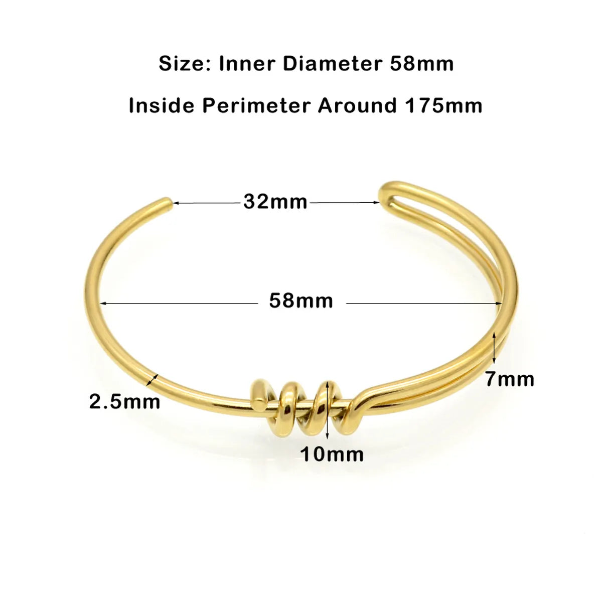 Simple Style Solid Color 304 Stainless Steel Titanium Steel 18K Gold Plated Bangle In Bulk