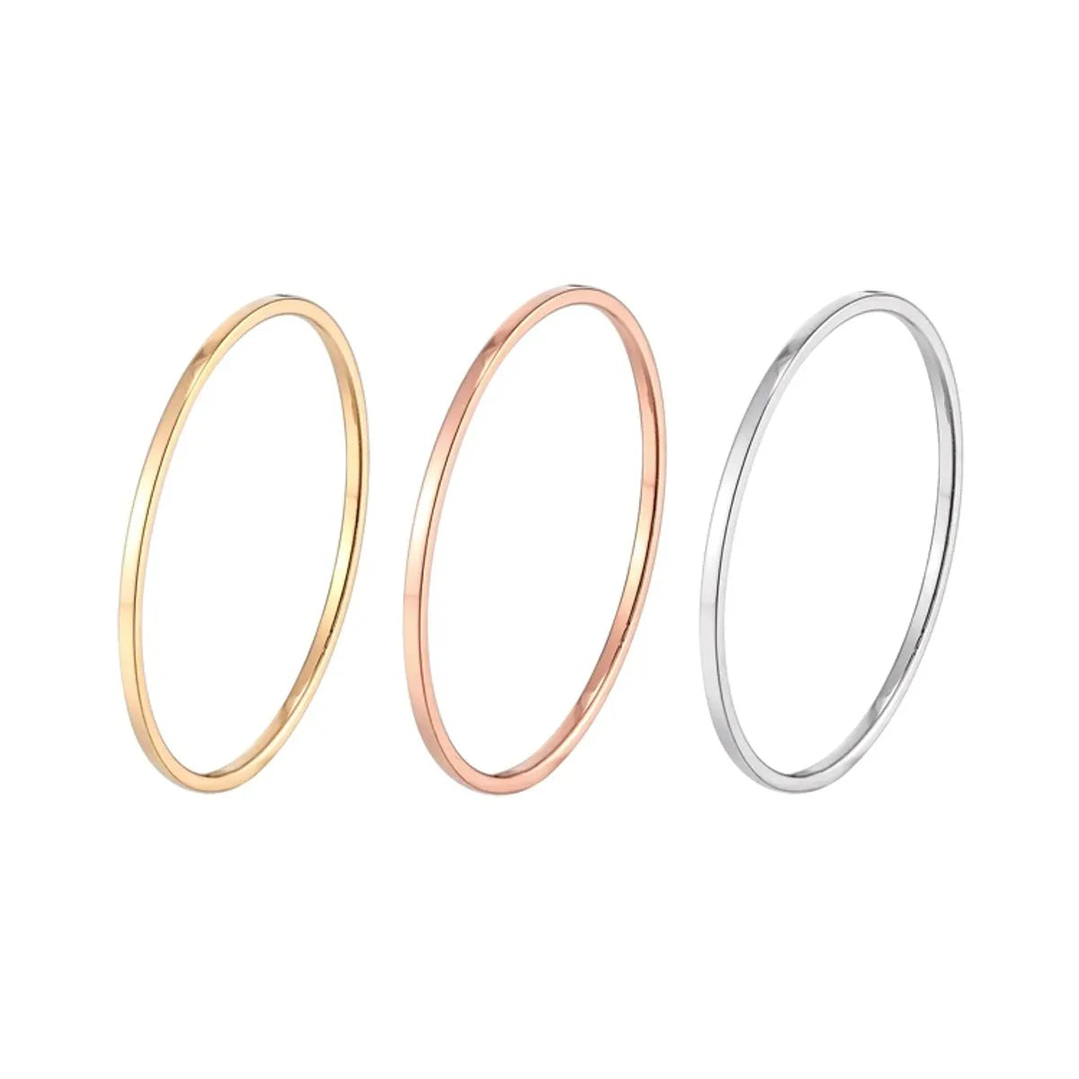 1 Piece Simple Style Solid Color Titanium Steel Plating Rings