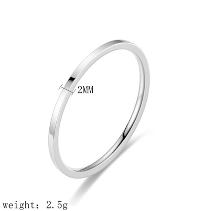 Wholesale Jewelry Simple Style Solid Color Titanium Steel 18K Gold Plated Polishing Rings