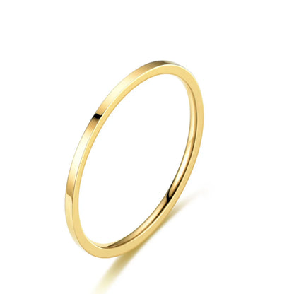 Wholesale Jewelry Simple Style Solid Color Titanium Steel 18K Gold Plated Polishing Rings