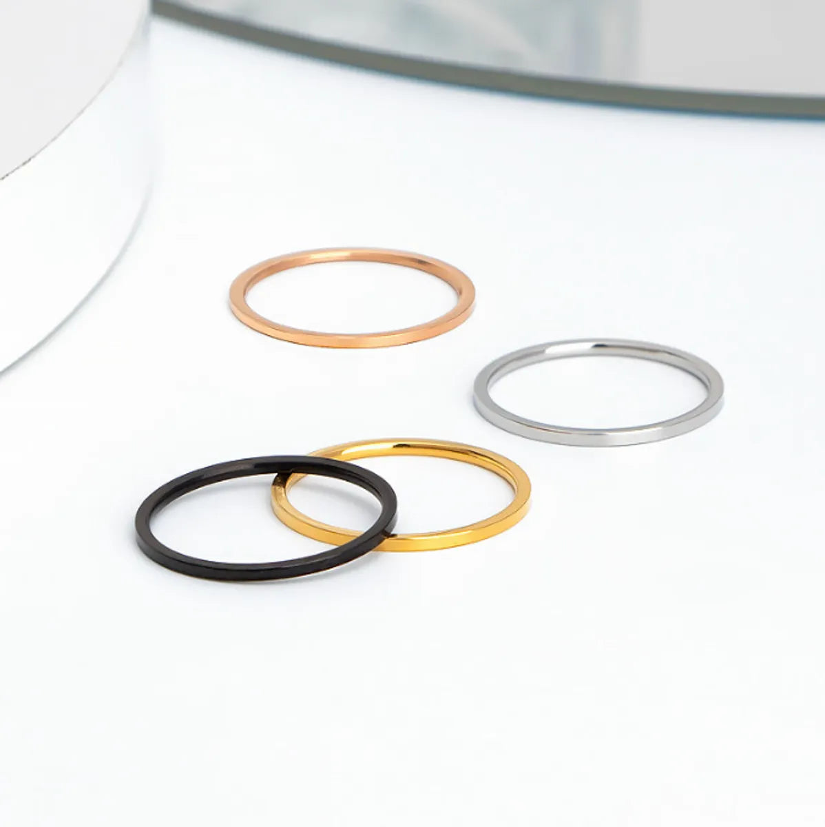 Wholesale Jewelry Simple Style Solid Color Titanium Steel 18K Gold Plated Polishing Rings