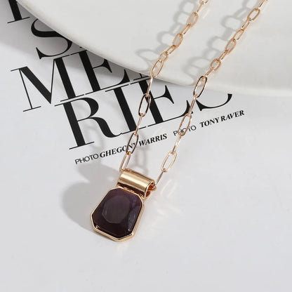 1 Piece Simple Style Square Alloy Plating Inlay Turquoise Women'S Pendant Necklace