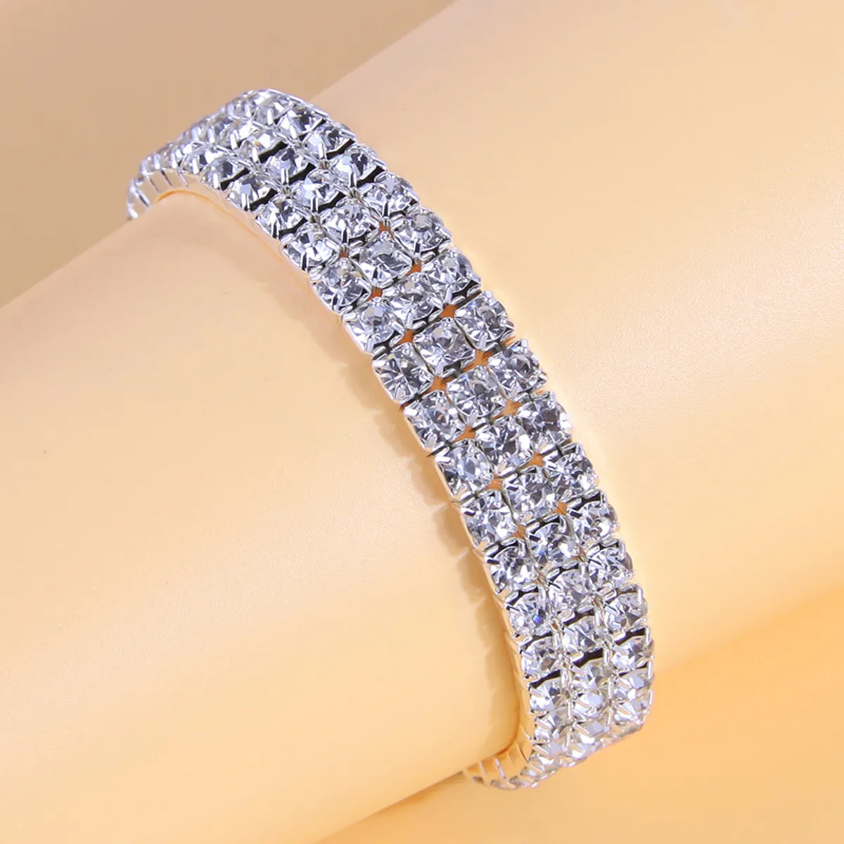 1 Piece Simple Style Square Ferroalloy Inlay Rhinestones Women's Bracelets