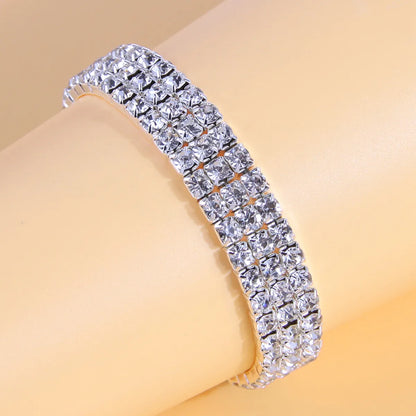 1 Piece Simple Style Square Ferroalloy Inlay Rhinestones Women's Bracelets