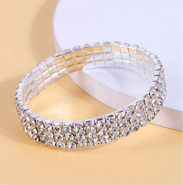 1 Piece Simple Style Square Ferroalloy Inlay Rhinestones Women's Bracelets