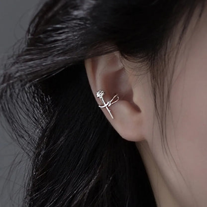 1 Piece Simple Style Square Inlay Stainless Steel Zircon Ear Cuffs