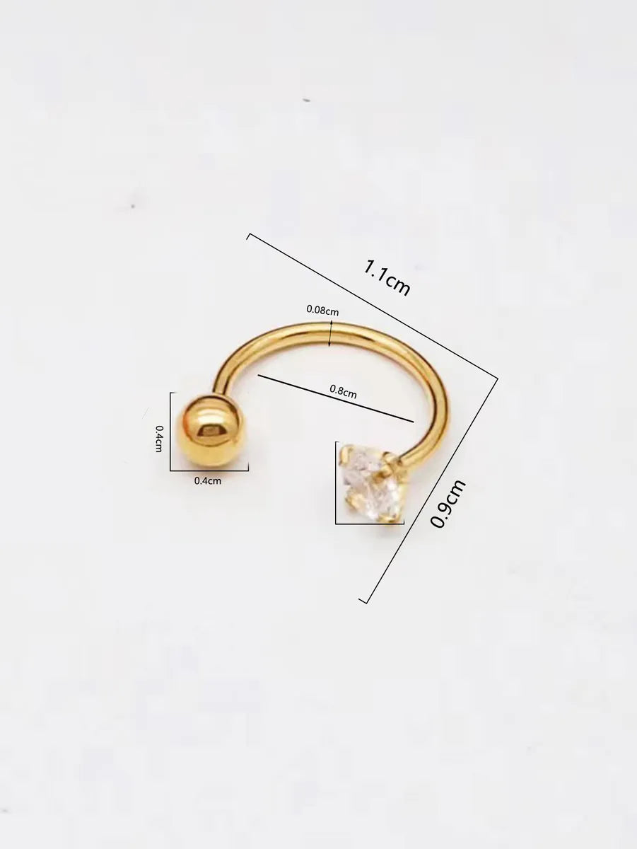 1 Piece Simple Style Square Inlay Stainless Steel Zircon Ear Cuffs