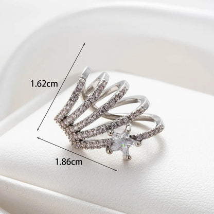 1 Piece Simple Style Star Butterfly Inlay Stainless Steel Copper Zircon Ear Studs