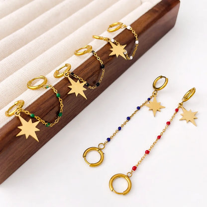 1 Piece Simple Style Star Chain 304 Stainless Steel 18K Gold Plated Earrings