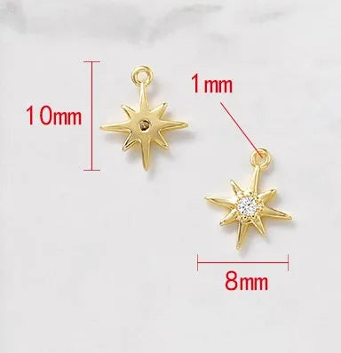 1 Piece Simple Style Star Copper Plating Inlay Pendant Jewelry Accessories