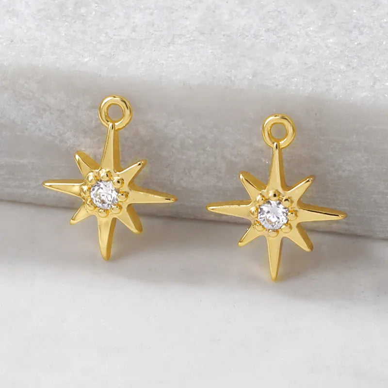 1 Piece Simple Style Star Copper Plating Inlay Pendant Jewelry Accessories