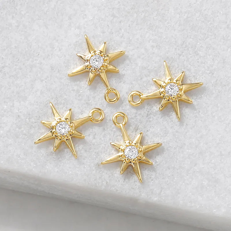 1 Piece Simple Style Star Copper Plating Inlay Pendant Jewelry Accessories