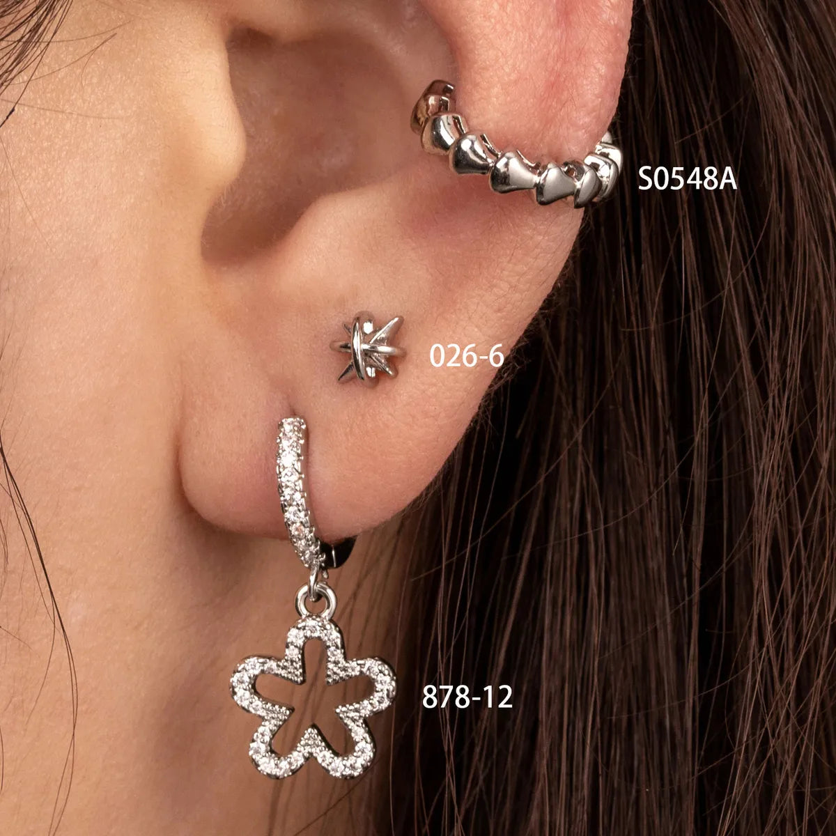 1 Piece Simple Style Star Flower Inlay Stainless Steel Copper Zircon Drop Earrings