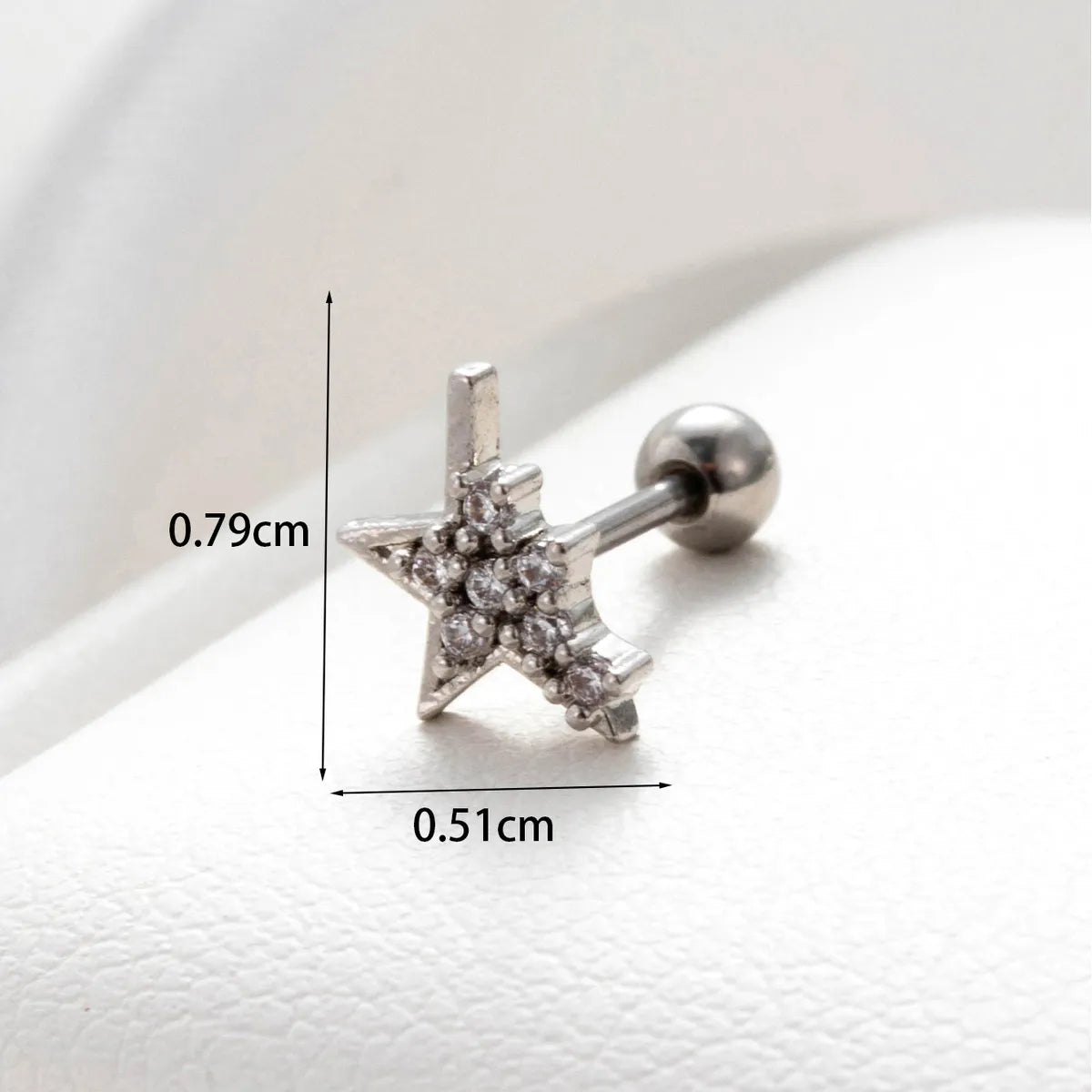 1 Piece Simple Style Star Heart Shape Flower Inlay Stainless Steel Copper Zircon Ear Studs