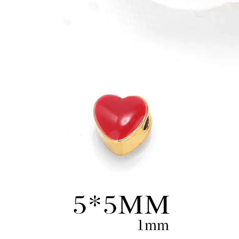 1 Piece Simple Style Star Heart Shape Metal Enamel Plating Beads Jewelry Accessories