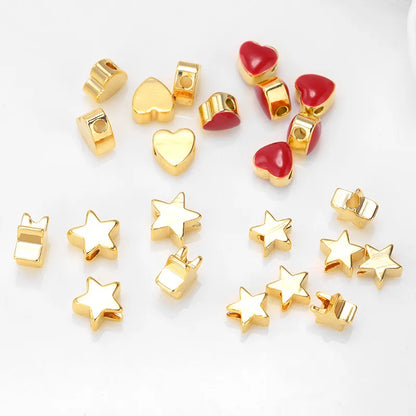 1 Piece Simple Style Star Heart Shape Metal Enamel Plating Beads Jewelry Accessories