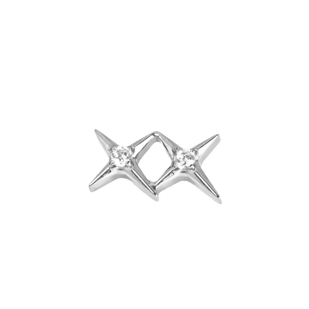 1 Piece Simple Style Star Inlay Pure Titanium Titanium Alloy Zircon Lip Stud Ear Studs