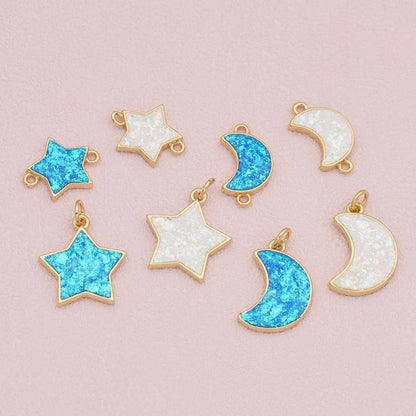 1 Piece Simple Style Star Moon Copper Pendant Jewelry Accessories