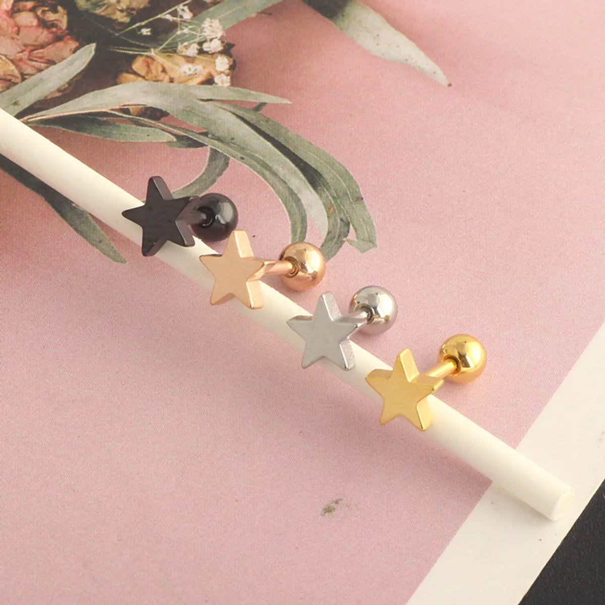 1 Piece Simple Style Star Stainless Steel Ear Studs