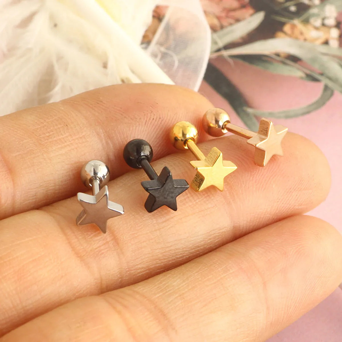 1 Piece Simple Style Star Stainless Steel Ear Studs