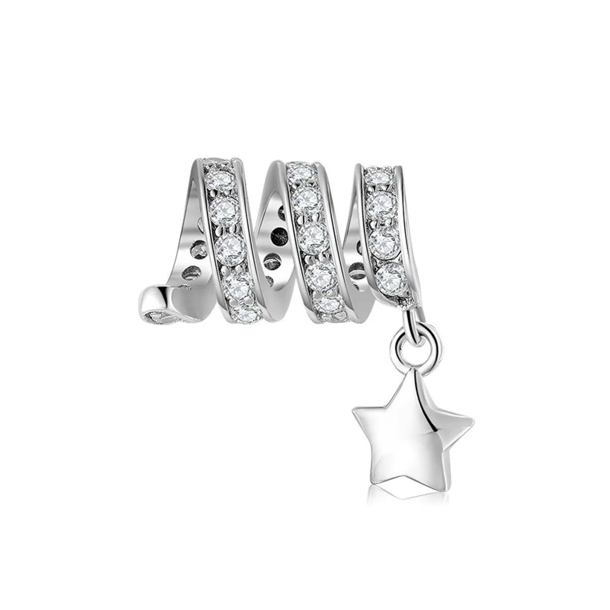 1 Piece Simple Style Star Sterling Silver Inlay Rhinestones Pendants Jewelry Accessories