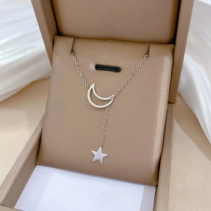 Simple Style Star Titanium Steel Copper Chain Pendant Necklace