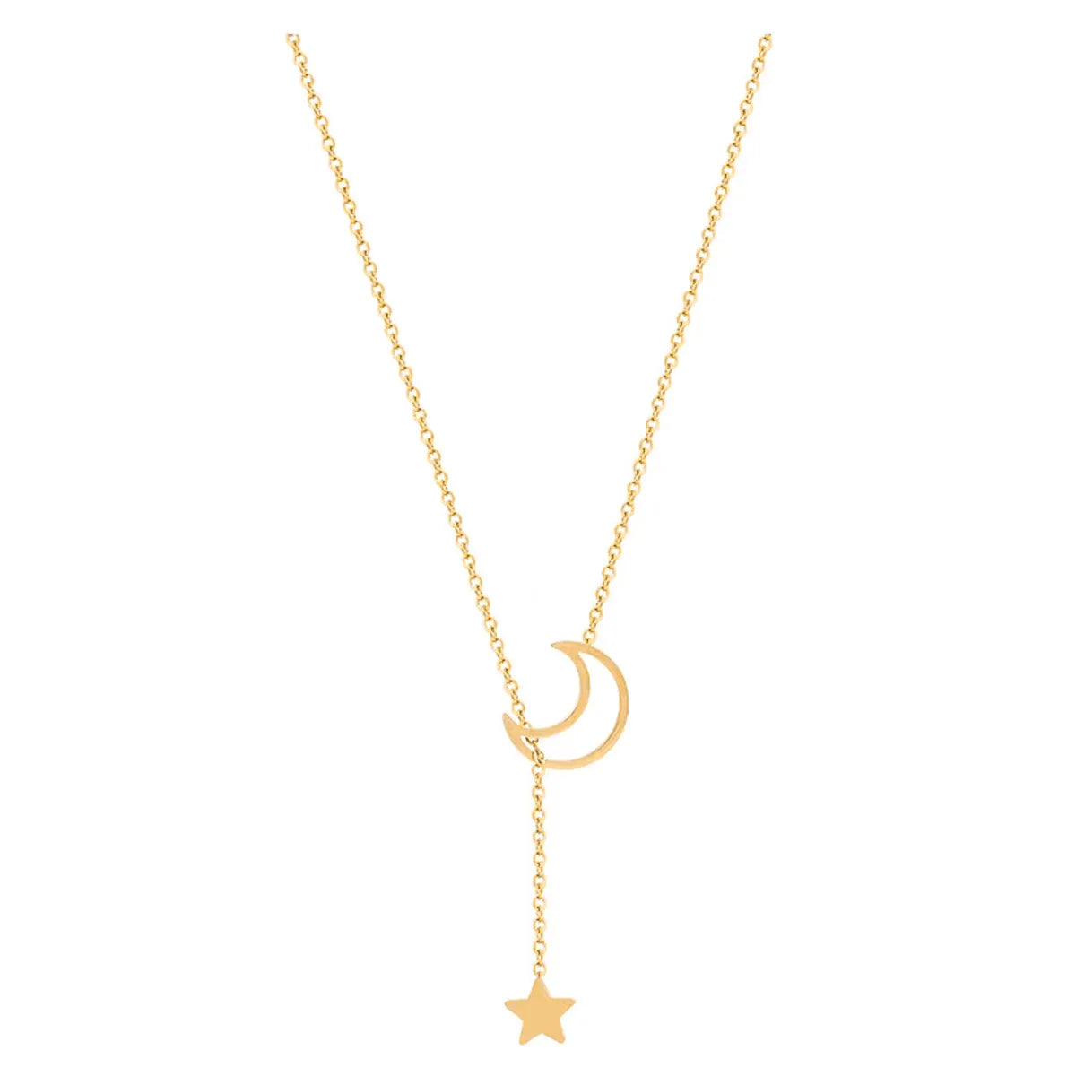 Simple Style Star Titanium Steel Copper Chain Pendant Necklace