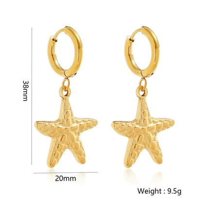 1 Piece Simple Style Starfish Stainless Steel Drop Earrings