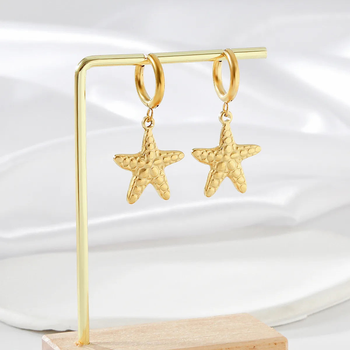 1 Piece Simple Style Starfish Stainless Steel Drop Earrings