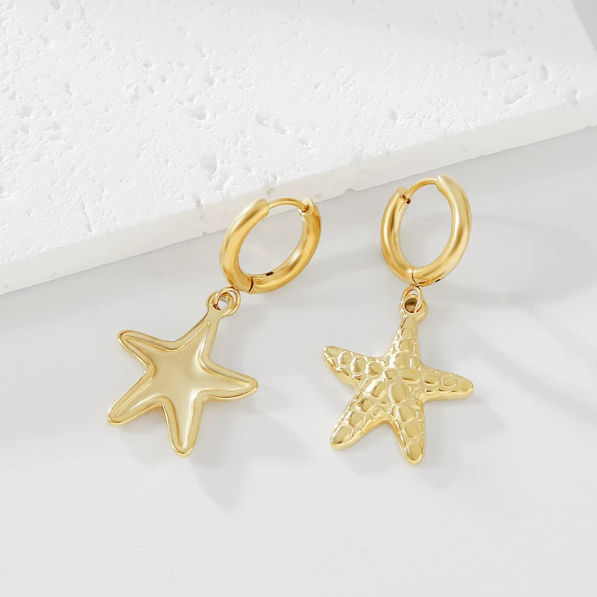 1 Piece Simple Style Starfish Stainless Steel Drop Earrings