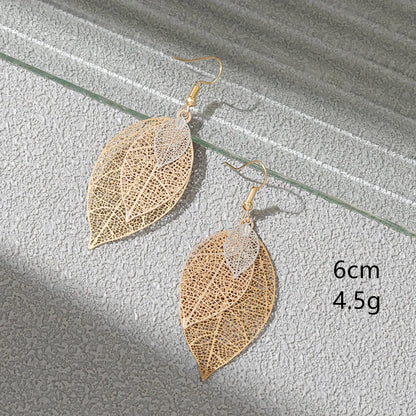 1 Piece Simple Style Streetwear Round Leaves Oval Titanium Steel Iron Drop Earrings