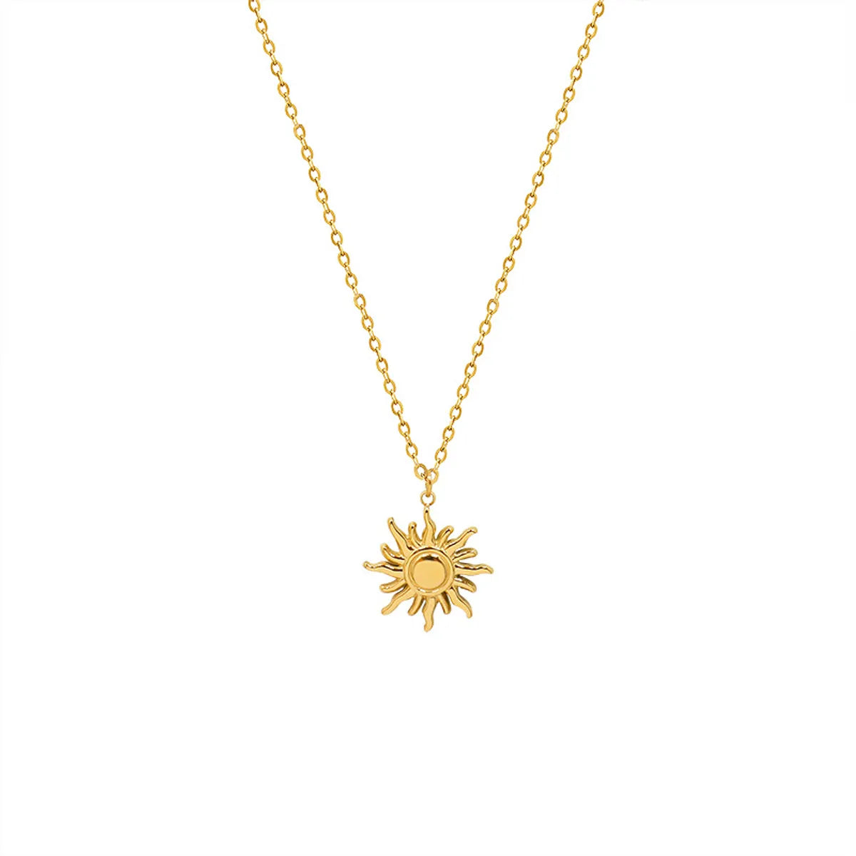 1 Piece Simple Style Sun Titanium Steel Plating Pendant Necklace