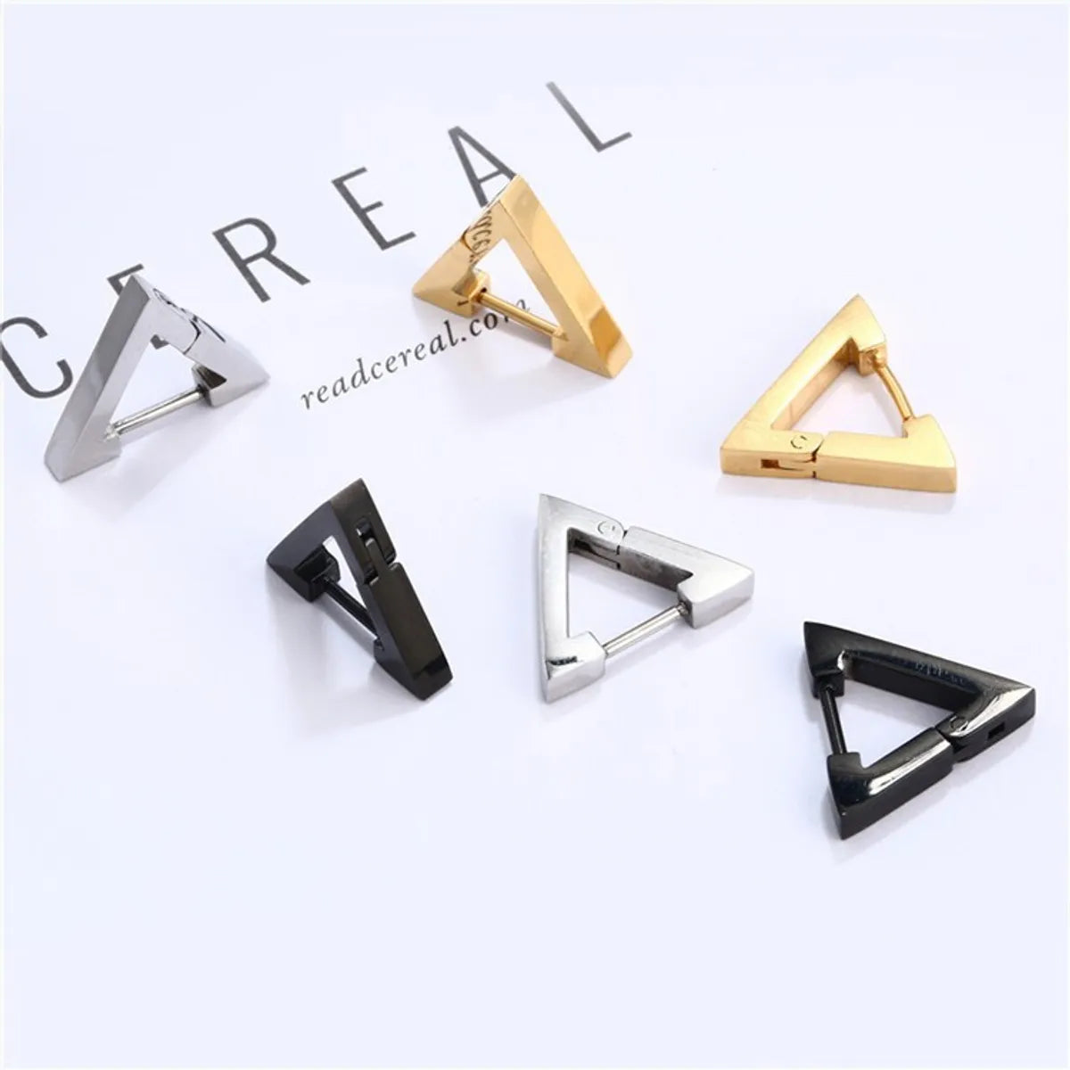 1 Piece Simple Style Triangle Geometric Polishing Plating Titanium Steel Ear Studs