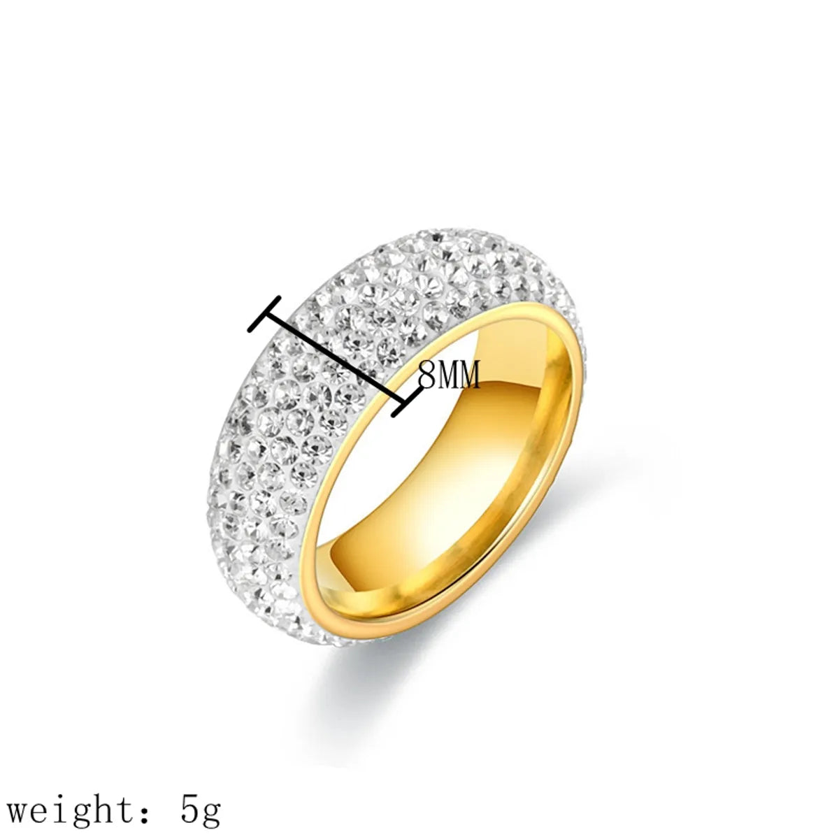 1 Piece Simple Style U Shape Titanium Steel Inlay Zircon Rings