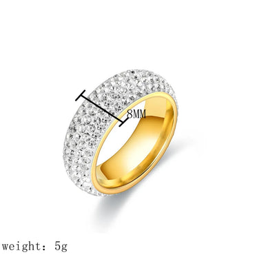 1 Piece Simple Style U Shape Titanium Steel Inlay Zircon Rings