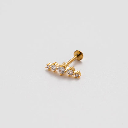 1 Piece Ear Cartilage Rings & Studs Simple Style Water Droplets Flower Snake Pure Titanium Copper Inlay Zircon