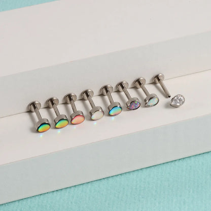 1 Piece Simple Style Water Droplets Stainless Steel Plating Inlay Zircon Ear Studs