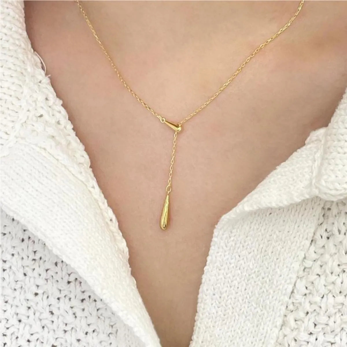 1 Piece Simple Style Water Droplets Sterling Silver Plating 18k Gold Plated Pendant Necklace