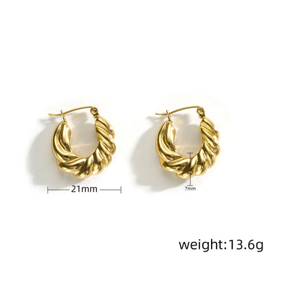 1 Piece Simple Style Waves Irregular 304 Stainless Steel 18K Gold Plated Earrings