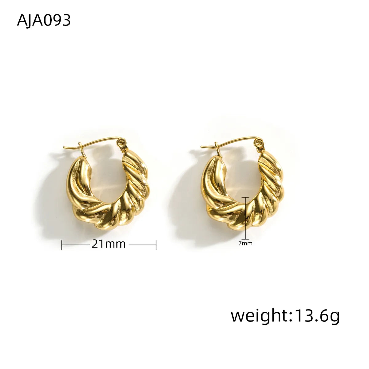 1 Piece Simple Style Waves Irregular 304 Stainless Steel 18K Gold Plated Earrings